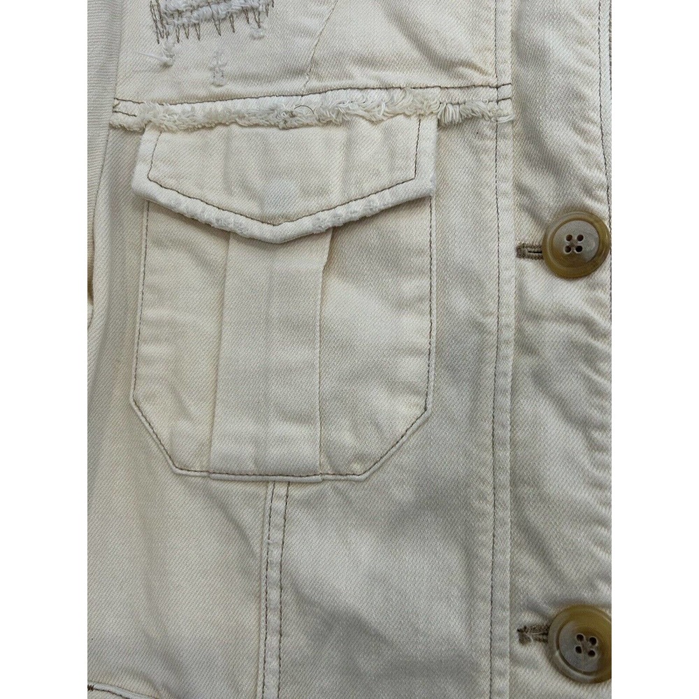 Free People Denim Jacket Long Trucker Wide Sleeves Oversize Distressed NWOT XS - Picture 15 of 15